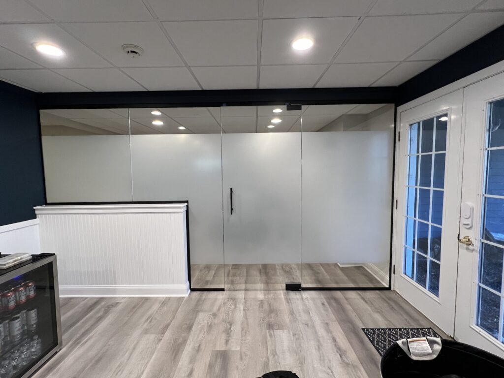 Office with glass dividers